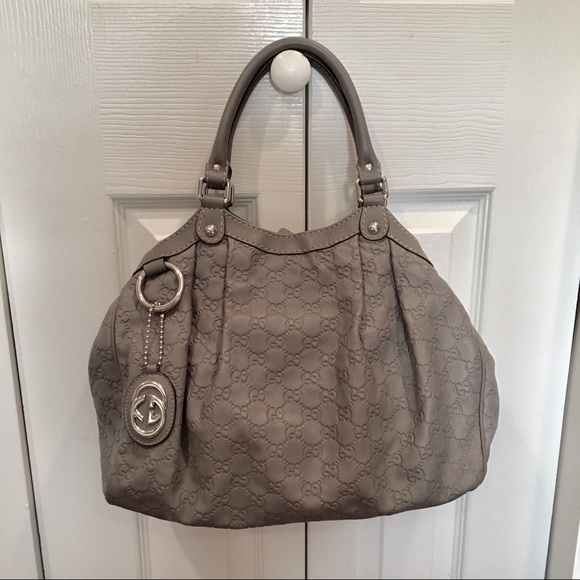 Gucci Handbags - Gucci Guccissima Grey Sukey Tote